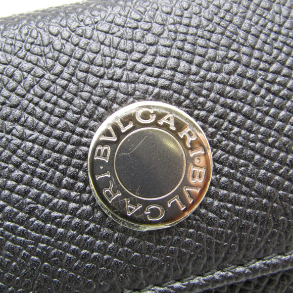 Bvlgari Logo Button Women,Men Leather Key Case Black - Picture 6 of 10